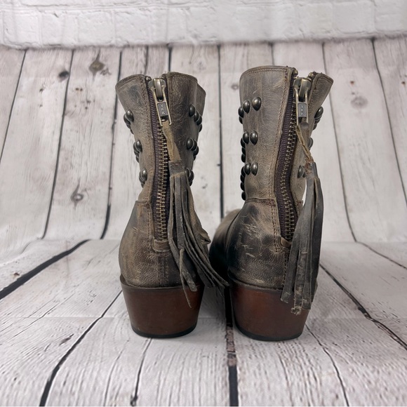 Shyanne Brown ANKLE LEATHER Western Studded Fringe Boots - Picture 2 of 7